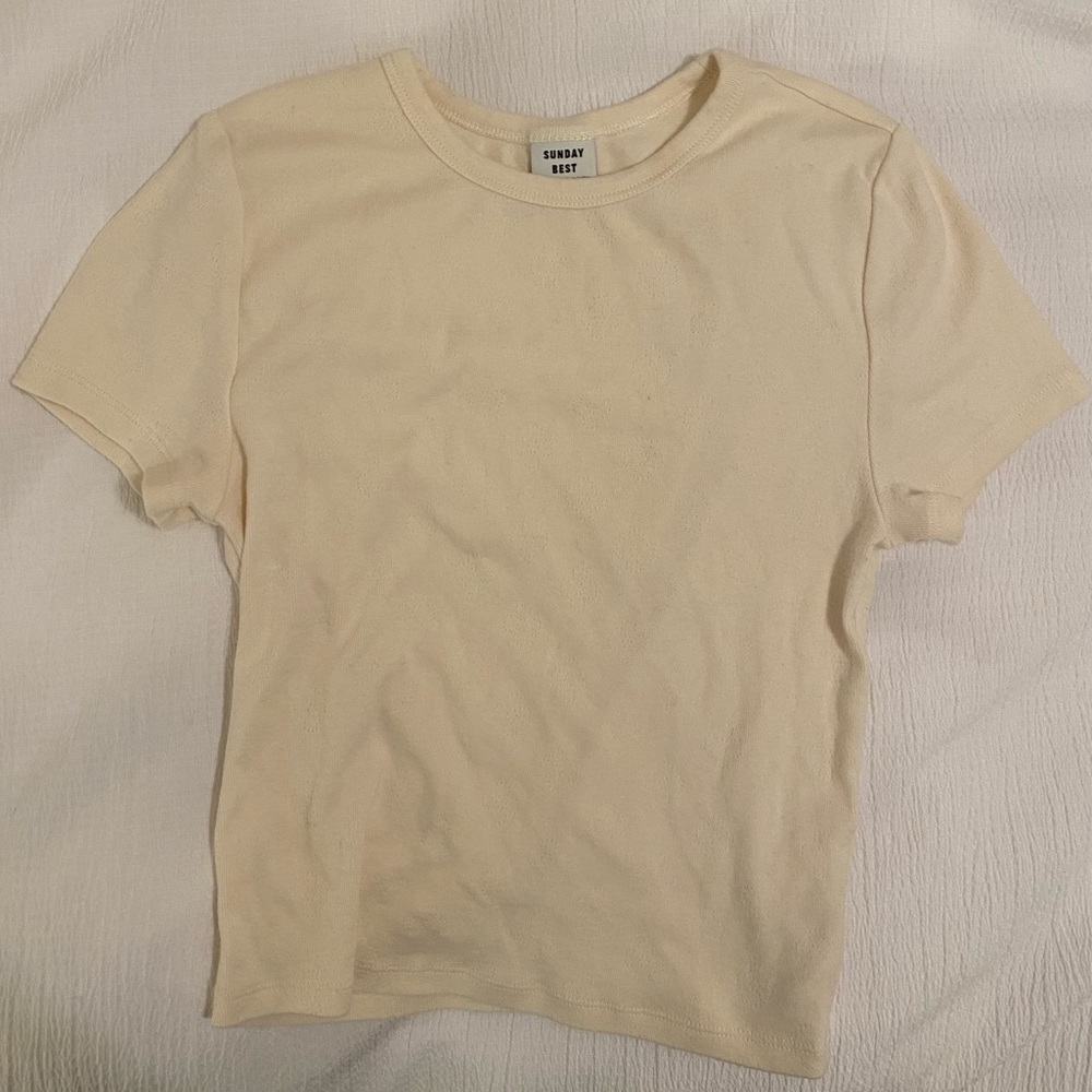Cream Pointelle Baby Tee